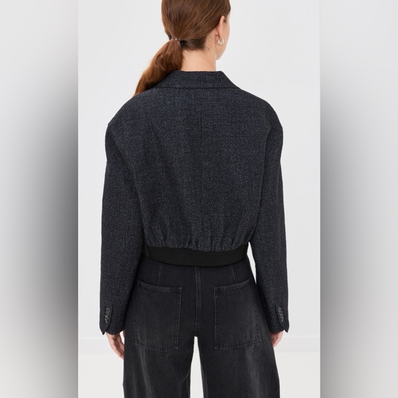 Tibi Kian Glenplaid Cropped Bomber Blazer Wool Blend Jacket Size Small - Picture 2 of 16